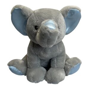 Baby Gund Emmet Gray Blue Satin Elephant Chime Rattle Plush Stuffed Animal Toy